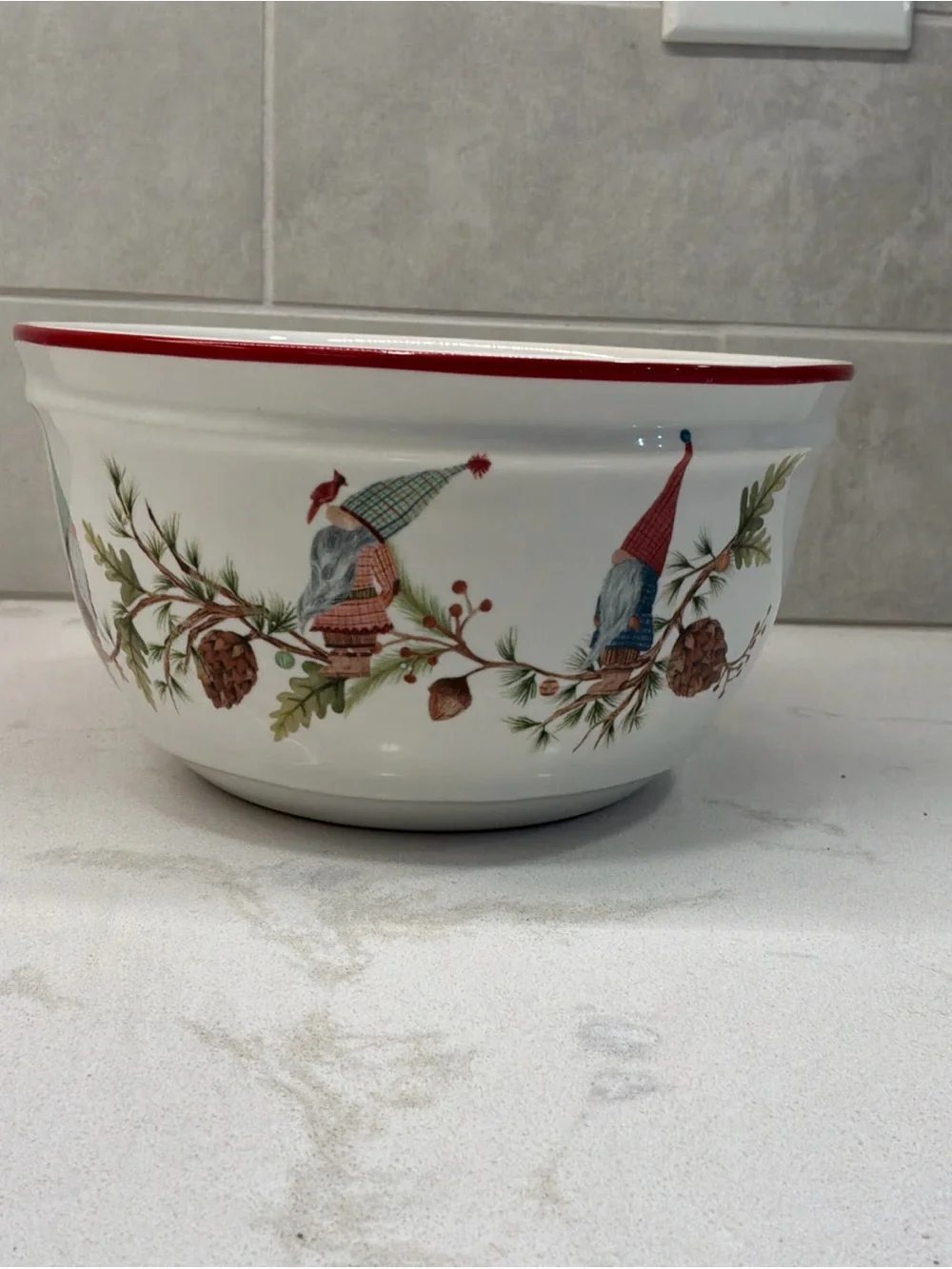 Pottery Barn Forest Gnome Serving Bowl Small Sz Nesting Set Holiday Christmas